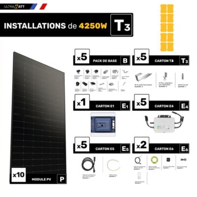 Kit panneau solaire Ultrawatt avec fixation pour tuile plate 4250W