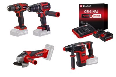 Kit perçage sans fil Einhell - Perceuses - meuleuse - perforateur + 2 batteries 4.0Ah + chargeur