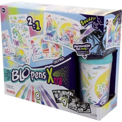 Kit personnalisation mug Lansay Blopens X-Tra CreaMug 8 stylos 9 pochoirs