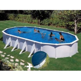 Kit piscine acier blanc Gré Atlantis ovale 10,20 x 5,75 x 1,32 m + Bâche hiver