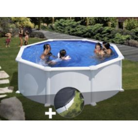 Kit piscine acier blanc Gré Atlantis ronde 3,70 x 1,32 m + Bâche hiver