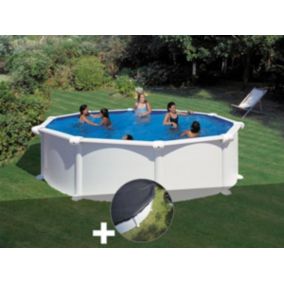 Kit piscine acier blanc Gré Atlantis ronde 4,80 x 1,32 m + Bâche hiver