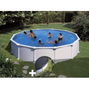 Kit piscine acier blanc Gré Atlantis ronde 5,70 x 1,32 m + Bâche hiver