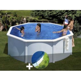 Kit piscine acier blanc Gré Bora Bora ronde 3,20 x 1,22 m + Bâche hiver