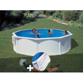 Kit piscine acier blanc Gré Bora Bora ronde 3,70 x 1,22 m + Tapis de sol