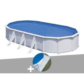 Kit piscine acier blanc Gré Fidji ovale 5,27 x 3,27 x 1,22 m + Tapis de sol