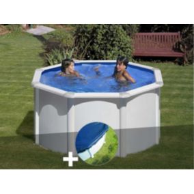 Kit piscine acier blanc Gré Fidji ronde 2,60 x 1,22 m + Bâche hiver