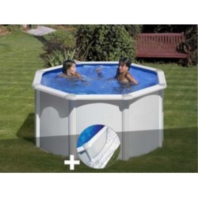 Kit piscine acier blanc Gré Fidji ronde 2,60 x 1,22 m + Tapis de sol