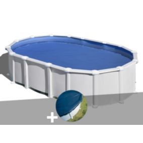 Kit piscine acier blanc Gré Haïti ovale 9,20 x 5,05 x 1,32 m + Bâche hiver