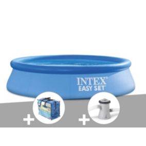 Kit piscine autoportée Intex Easy Set 2,44 x 0,61 m + Bâche à bulles + Épurateur à cartouche