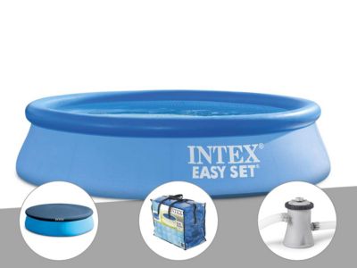 Kit piscine autoportée Intex Easy Set 2,44 x 0,61 m + Bâche de protection + Bâche à bulles + Épurateur à cartouche