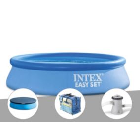 Kit piscine autoportée Intex Easy Set 2,44 x 0,61 m + Bâche de protection + Bâche à bulles + Épurateur à cartouche