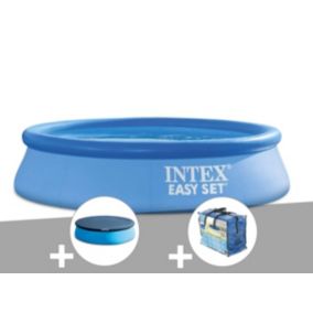 Kit piscine autoportée Intex Easy Set 2,44 x 0,61 m + Bâche de protection + Bâche à bulles