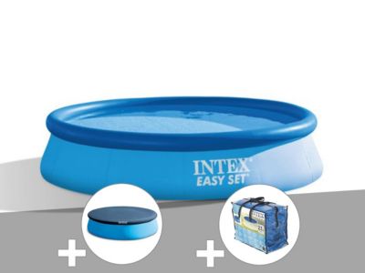 Kit piscine autoportée Intex Easy Set 3,05 x 0,61 m (avec filtration) + Bâche de protection + Bâche à bulles