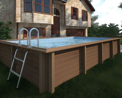 Kit piscine béton NATURALIS rectangulaire 4.67 x 3.24 x 1.40 m aspect bois