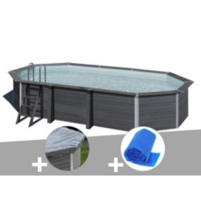 Kit piscine composite Gré Avant-Garde ovale 6,64 x 3,86 x 1,54 m + Bâche hiver + Bâche à bulles