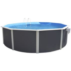 Kit piscine hors-sol acier Toi ANTHRACITE CANARIAS ronde 350x120cm filtre à sable