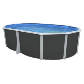 Kit piscine hors-sol acier Toi ANTHRACITE IBIZA COMPACT ovale 550X366X132cm filtre à sable