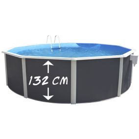 Kit piscine hors-sol acier Toi ANTHRACITE MAGNUM COMPACT ronde 460x132cm filtre à sable