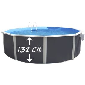 Kit piscine hors-sol acier Toi ANTHRACITE MAGNUM COMPACT ronde 550x132cm filtre à sable