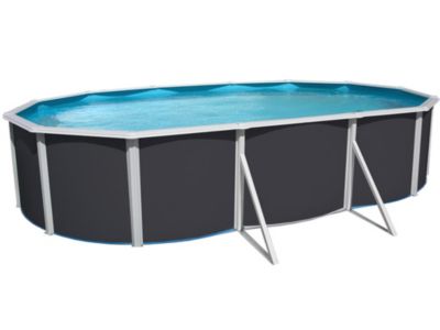 Kit piscine hors-sol acier Toi ANTHRACITE MALLORCA ovale 640x366x120cm filtre à sable