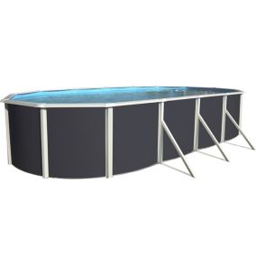 Kit piscine hors-sol acier Toi ANTHRACITE MALLORCA ovale 915x457x120cm filtre à sable