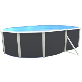 Kit piscine hors-sol acier Toi ANTHRACITE PRESTIGIO 120 ovale 550X366X120cm filtre à sable