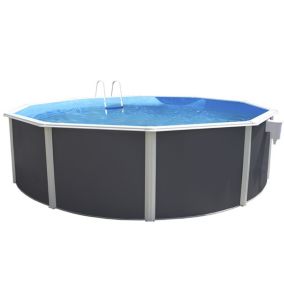 Kit piscine hors-sol acier Toi ANTHRACITE PRESTIGIO 120 ronde 350x120cm filtre à sable