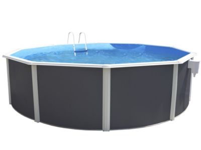 Kit piscine hors-sol acier Toi ANTHRACITE PRESTIGIO 120 ronde O460x120cm filtre à sable