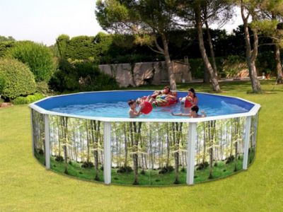 Kit piscine hors-sol acier Toi BOSQUE ronde décoration bosquet 6.40m x 1.20m