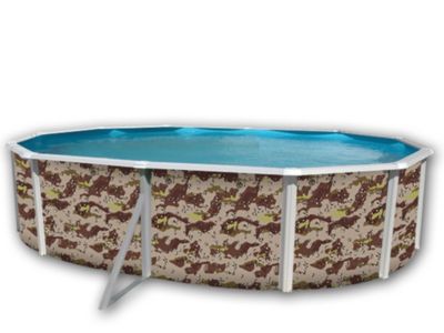 Kit piscine hors-sol acier Toi CAMUFLAJE ovale décoration camouflage 5.50 x 3.66 x 1.20m