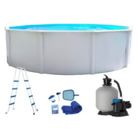 Kit piscine hors-sol acier Toi CANARIAS CIRCULAR PACK ronde 6.40 x 1.20m laqué blanc