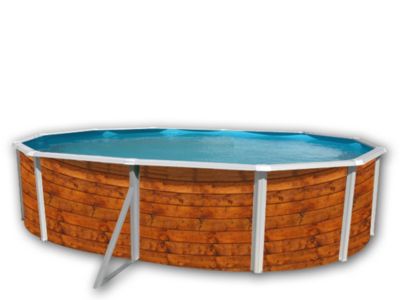 Kit piscine hors-sol acier Toi ETNICA ovale décoration bois 5.50 x 3.66 x 1.20m