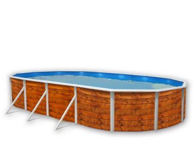 Kit piscine hors-sol acier Toi ETNICA ovale décoration bois 7.30 x 3.66 x 1.20m