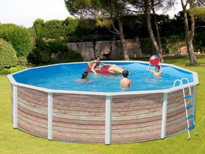 Kit piscine hors-sol acier Toi PINUS ronde décoration bois 3.50m x 1.20m