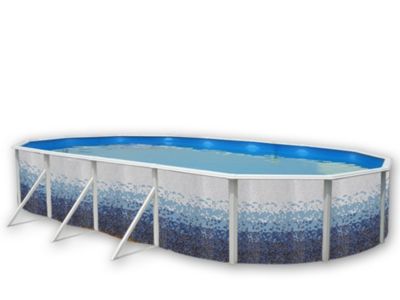 Kit piscine hors-sol acier Toi TRENCADIS ovale décoration céramique 9.15 x 4.57 x 1.20m