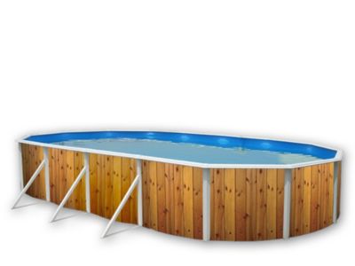 Kit piscine hors-sol acier Toi VETA ovale décoration bois 9.15 x 4.57 x 1.20m