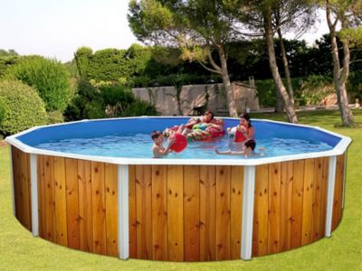Kit piscine hors-sol acier Toi VETA ronde décoration bois 4.60m x 1.20m