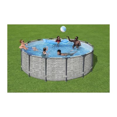 Kit Piscine hors sol tubulaire BESTWAY Steel Pro MaxTM - 427 x 122 cm - Ronde Livree avec pompe de filtration, echelle + bache