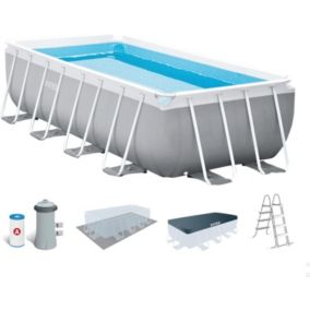 Kit Piscine Rectangulaire Gris 10900L Tubulaire (l) 4,88 x (l) 2,44 x (h) 1,07m