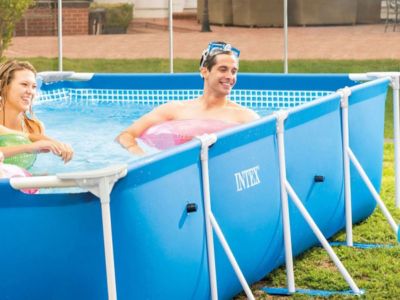 Intex Piscine Easy Set Autoportante Ø 3,96 M X H 0,84 M - 7 290 L - Montage 15 Min - Avec Filtre à Cartouche ECO 604 - Idéal Famille Été