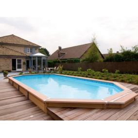 Kit piscine semi-enterrée AZTECK octogonale 4.00 x 5.60m