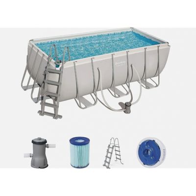 Kit piscine tubulaire Bestway POWER STEEL FRAME POOL rectangulaire 412x201x122cm cartouche