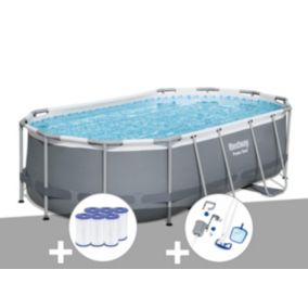 Kit piscine tubulaire Bestway Power Steel ovale 4,27 x 2,50 x 1,00 m + 6 cartouches de filtration + Kit d'entretien