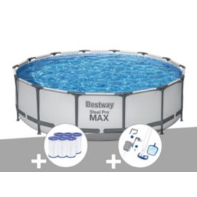 Kit piscine tubulaire Bestway Steel Pro Max ronde 4,27 x 1,07 m + 6 cartouches de filtration + Kit d'entretien