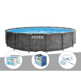 Kit piscine tubulaire Intex Baltik ronde 5,49 x 1,22 m + Bâche à bulles + 6 cartouches de filtration + Kit d'entretien