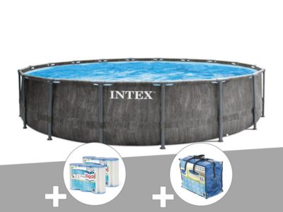 Kit piscine tubulaire Intex Baltik ronde 5,49 x 1,22 m + Bâche à bulles + 6 cartouches de filtration
