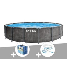 Kit piscine tubulaire Intex Baltik ronde 5,49 x 1,22 m + Bâche à bulles + Kit d'entretien