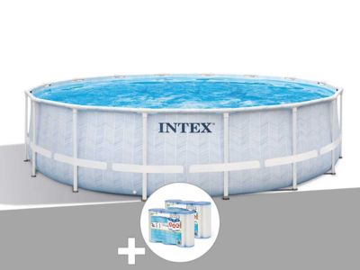 Kit piscine tubulaire Intex Chevron ronde 4,88 x 1,22 m + 6 cartouches de filtration