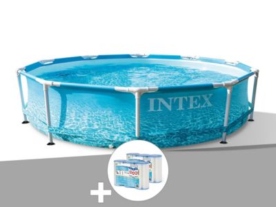 Kit piscine tubulaire Intex Metal Frame Ocean ronde 3,05 x 0,76 m + 6 cartouches de filtration